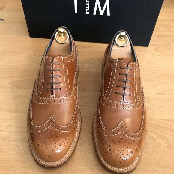 Grenson Tim Little Bumble BEE Tan Leather Brogue Shoes